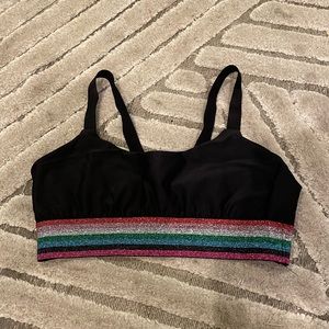 Terez Rainbow Glitter Stripe V-Back Sportsbra